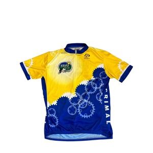 Primal "Trips For Kids" Yellow/Blue/Wh Cycling 3/4Zip Back Pockets Jersey SizeXL